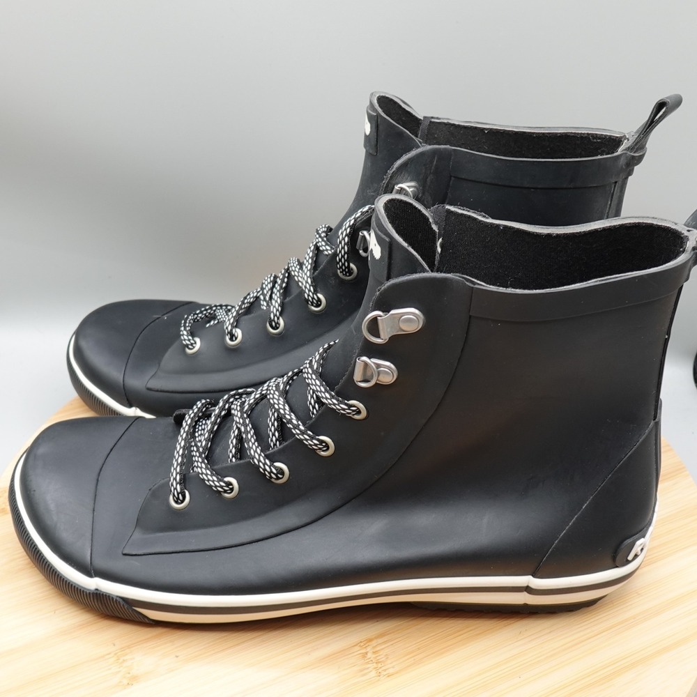 Rocket Dog Rain Boots Womens Size 11‎ Black Lace Up Rubber MinFlaws